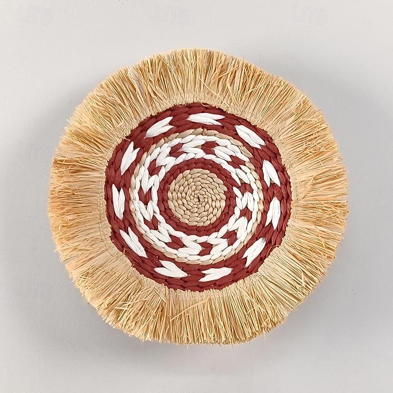 veggdekorasjon vegghengende cattail veving etnisk stil raffia duskkant bohemisk b&b hotellrestaurant 2025 - €16.99 –P3