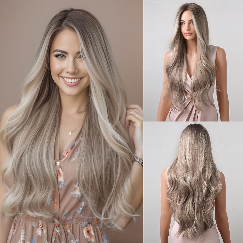 Long Ombre Blonde Brown Wavy Wigs for Women Natural Synthetic Curly Wig Heat Resistant Fiber Wigs for Daily Cosplay 2025 - $25.99 –P16