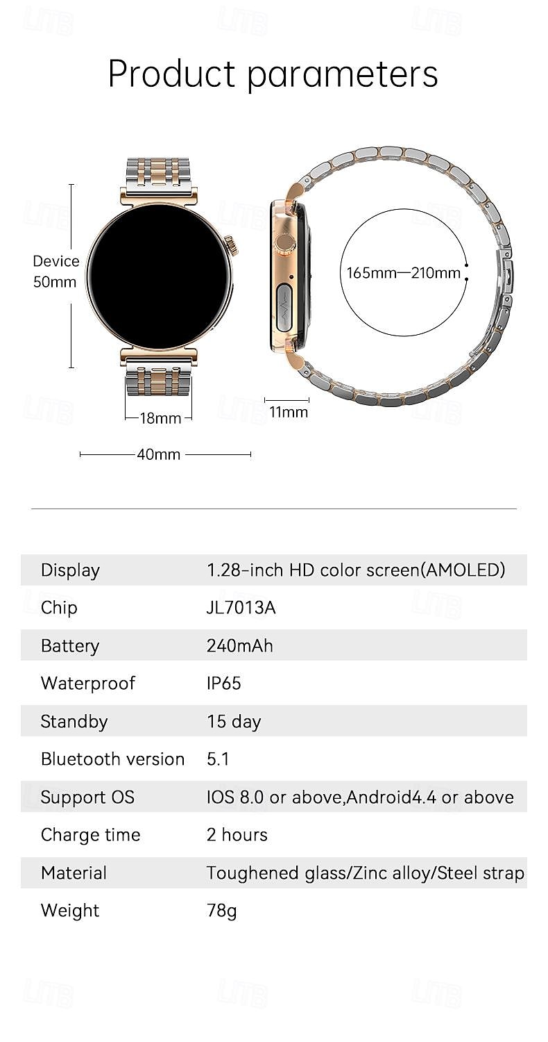 dames amoled smartwatch: 1,28” display met ecg, ppg & uitgebreide gezondheidsmonitoring 2025 - $75.99 –P20