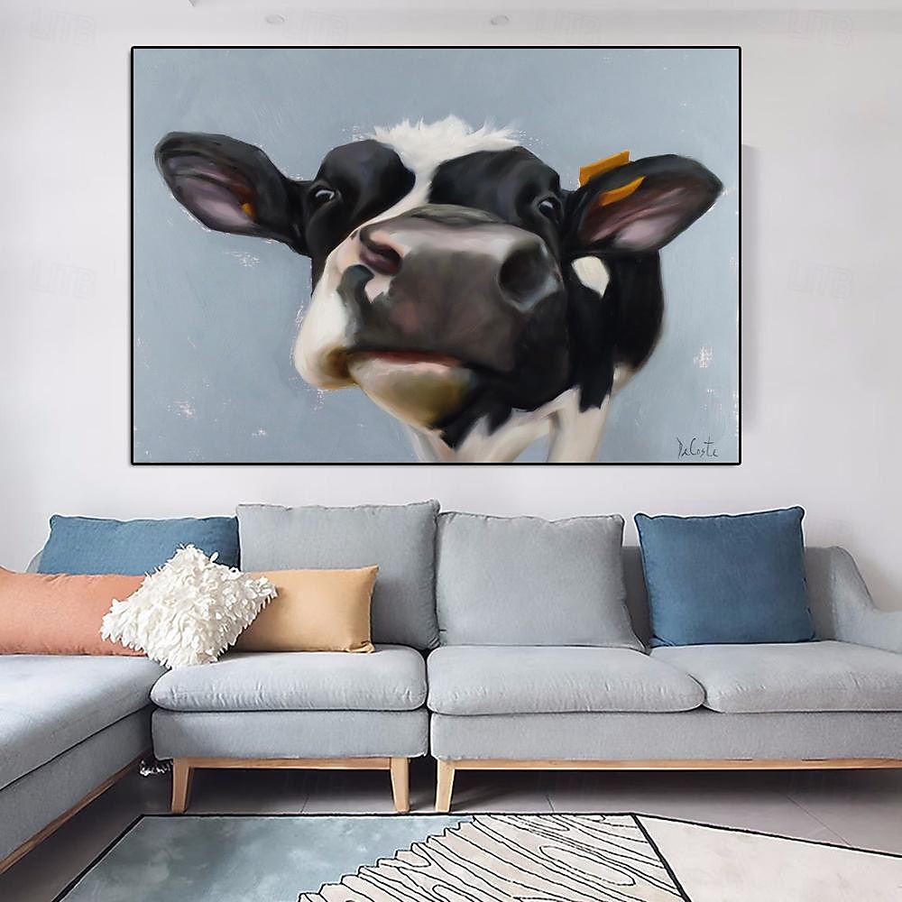 peinture à l'huile peinte à la main peinture de texture de vache colorée art mural peinture originale sur toile extra large art mural carré ferme bovins vache peinture mur art photo pour salon de 2025 ? $108.99 –P2