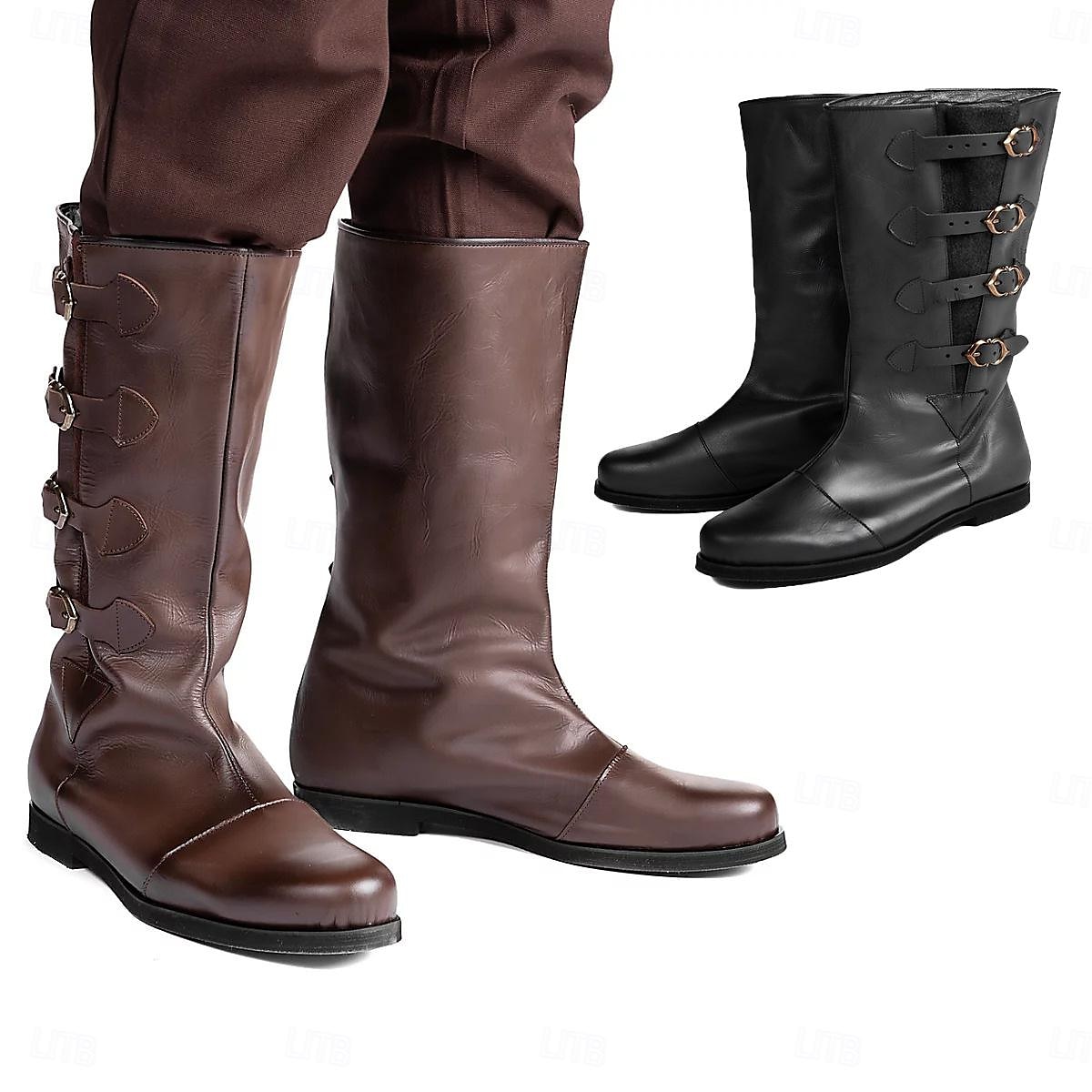 Retro Vintage mittelalterliche Renaissance-Schuhe, flache Jazz-Stiefel, Pirat, Ritter, Ritter, Herren, Unisex, Halloween, Event/Party, Maskerade-Schuhe, ausgefallene mittelalterliche Stiefel 2026 - $51.99 –P1