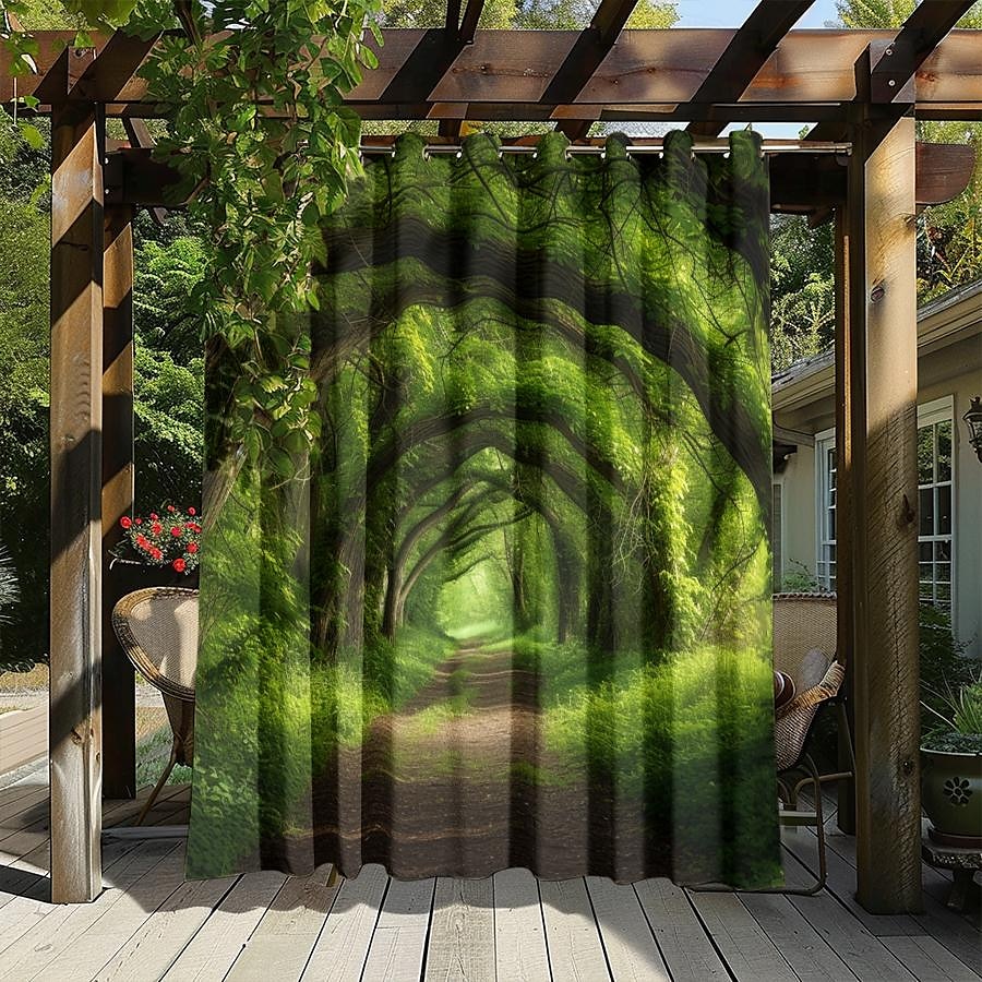 vattentät utomhusgardinskydd, utomhusgardiner, skjutbara uteplatsgardiner, pergolagardiner grommet skog för lusthus, balkong, veranda, fest 2025 - $28.99 –P9