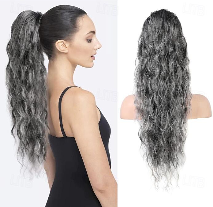 extension de queue de cheval, extensions de cheveux de queue de cheval avec cordon de serrage longue queue de cheval ondulée bouclée postiche synthétique ondulée naturelle pour les femmes usage de 2025 ? $13.99 –P11