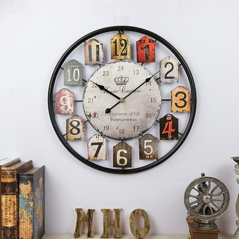 ρολόι τοίχου 50cm old fashion κομψότητα vintage ρολόι τοίχου mdf ξύλινο καλλιτεχνικό ντεκόρ για σαλόνι σπιτιού κρεβατοκάμαρα διακόσμηση γραφείου 2025 - $100.99 –P1