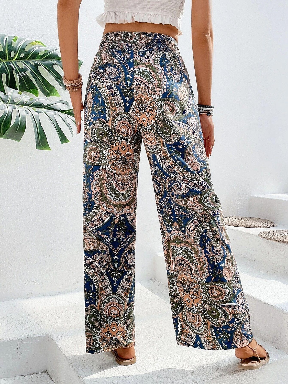 Mujer Perneras anchas Pantalones Casual / Diario Largo Floral Perneras anchas Cintura elástica Transpirabilidad Cómodo Microelástico Fin de semana Azul Piscina Rojo Verde Trébol Caqui Primavera verano 2025 - $22.99 –P9