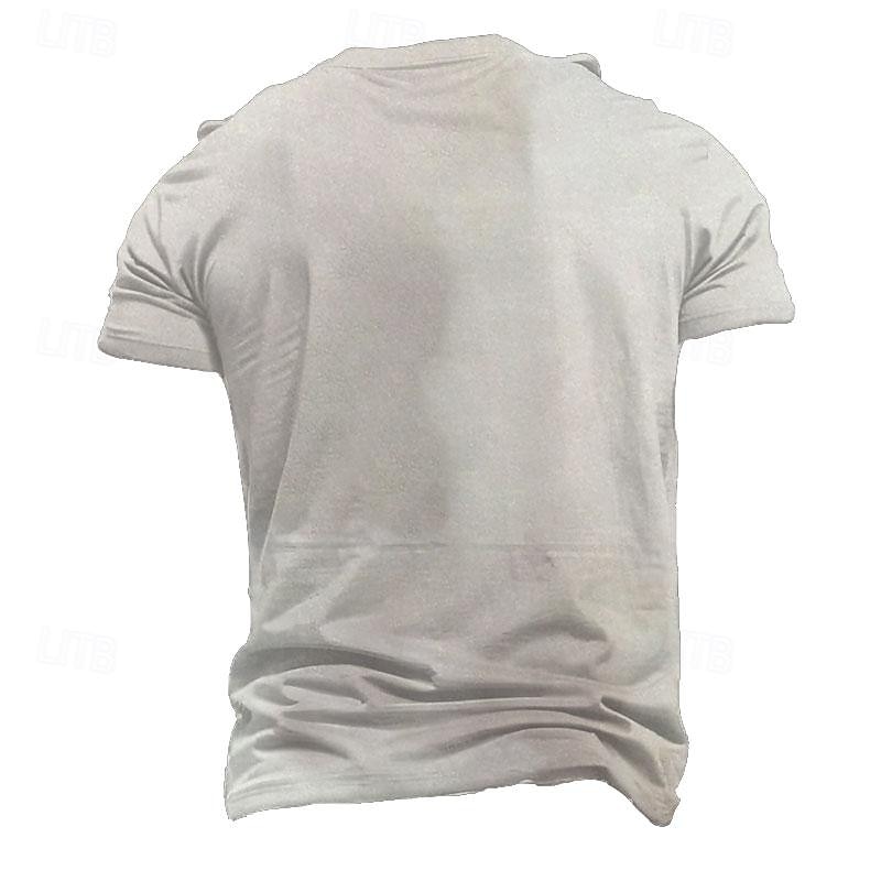 Herre Grafisk Speilbilde T skjorte Kortermet T skjorte 3D-utskrift Crew-hals Skjorte Retro / vintage Fritid Gate stil Sport & Utendørs Ferie Ut på byen Beige Grå Vår sommer Klær S M L XL 2XL 3XL 2025 - $17.99 –P2