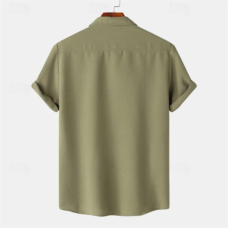 Per uomo Camicia Camicia Estiva Camicia casual Camicia da Spiaggia Camicia con Bottoni Bianco Verde chiaro Blu marino Blu Viola Manica Corta Semplice Bavero Vacanza Camicia hawaiana Tasca del 2026 a $27.99 –P10