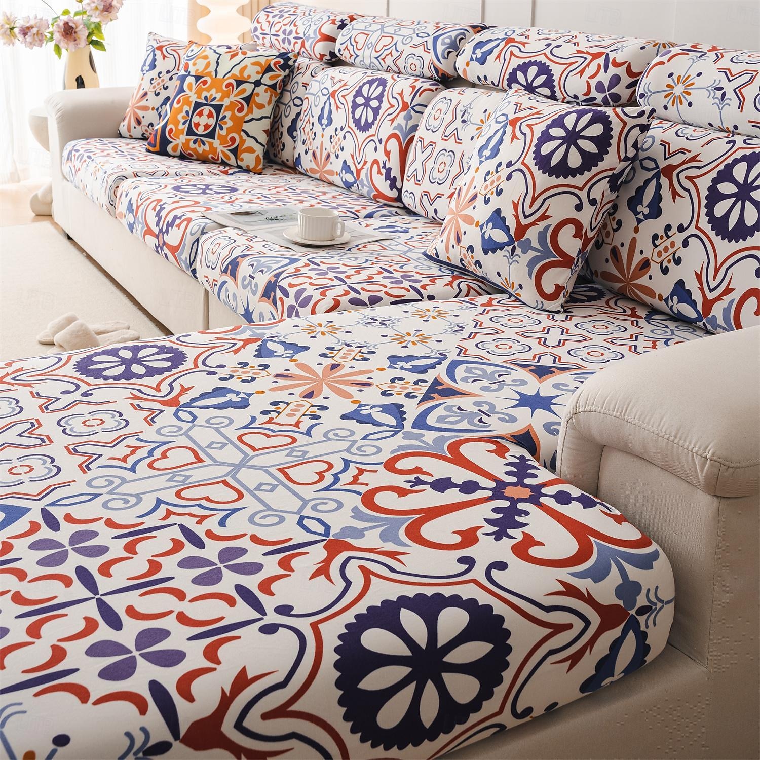 Housse de canapé magique housse de coussin de canapé extensible style bohème, protecteur de meubles antidérapant pour housse de siège sectionnelle 1/2/3/4, housses de canapé en forme de L, housse de de 2025 ? $15.49 –P8