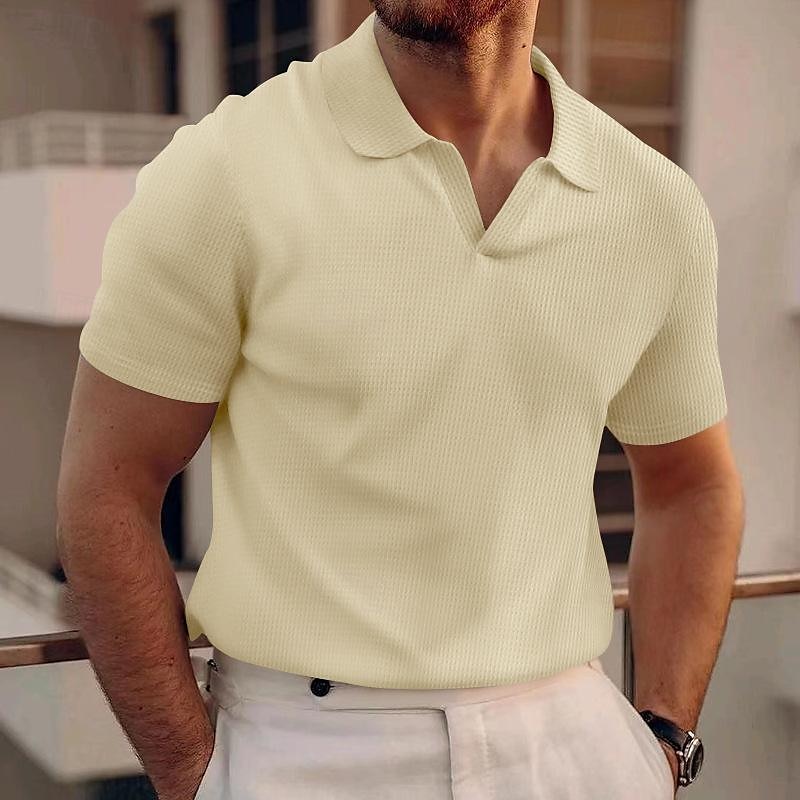 Per uomo Polo a nido d'ape Camicia da golf Golf Informale Sport Bavero Manica corta Essenziale Moderno Liscio Classico Primavera estate Standard Nero Bianco Blu Cachi Grigio Polo a nido d'ape del 2025 a $17.99 –P9