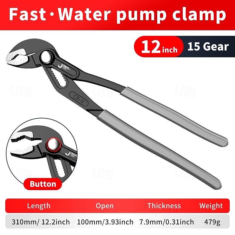 Water Pump Pliers Quick-Release Plumbing Pliers Pipe Wrench Adjustable Water Pipe Clamp Pliers Household Hand Tools Multi-functional Kitchen Sink Spanner Wrench That Defend Bath 2025 - $12.99 –P13