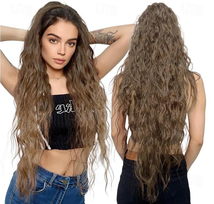 הארכת קוקו ארוך גלי שרוך תוספות קוקו רך יותר מצית ייבוא קליפ סינטטי בתוספות שיער פריט שיער במראה טבעי לנשים 2025 - $14.99 –P12