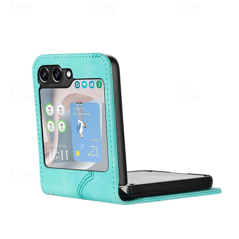 телефон Кейс для Назначение SSamsung Galaxy Z Flip 5 Z Flip 4 Z Flip 3 Откидная крышка Защита от удара Ретро ПК Кожа PU 2025 - $18.99 –P3