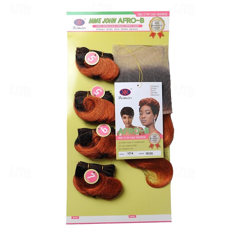 țesătură păr bătătură afro-b 13*4 dantelă frontală păr uman păr virgin 4 pachete/pachet corp ondulat blond negru maro extensii de păr 2025 - $66.99 –P5