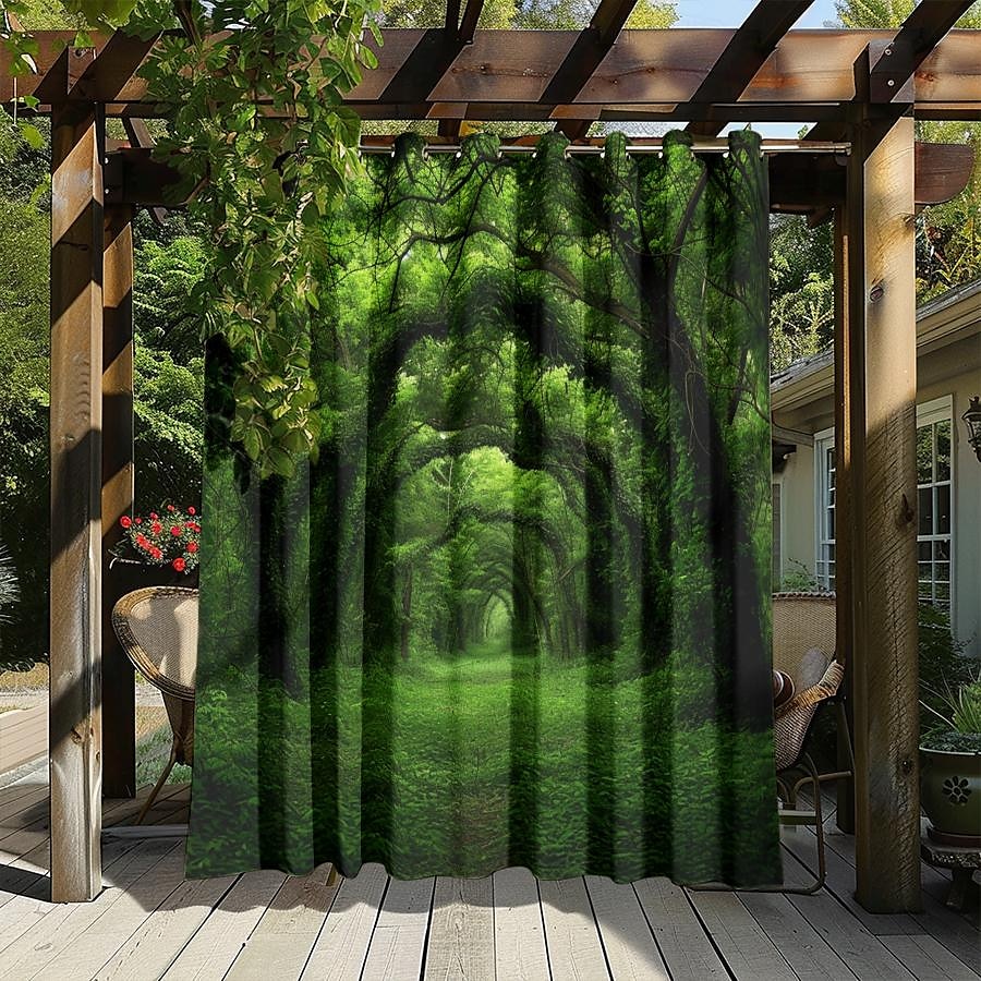 vattentät utomhusgardinskydd, utomhusgardiner, skjutbara uteplatsgardiner, pergolagardiner grommet skog för lusthus, balkong, veranda, fest 2025 - $28.99 –P6