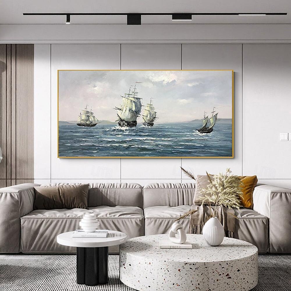 abstrakcyjne żaglówki obraz na płótnie ręcznie malowane wall art marynistyczny obraz olejny na płótnie ręcznie robiony nowoczesny ocean malarstwo wall art duży pejzaż morski żaglówki malowanie do 2025 - zł559.8 –P4