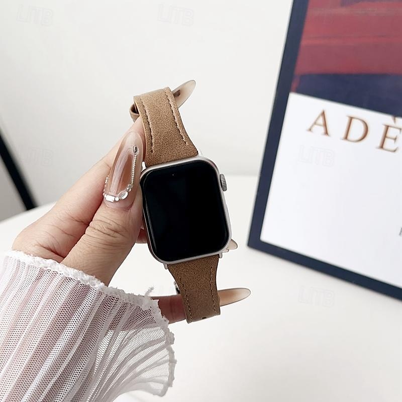 Kožená kapela Kompatibilní s Řemínek k hodinkám Apple Watch 38 mm 40 mm 41 mm 42 mm 44 mm 45 mm 49 mm Robustní Kovová spona Nastavitelný Pravá kůže Náhradní pásek na hodinky pro iwatch Ultra 2 Series 2025 - $17.99 –P9