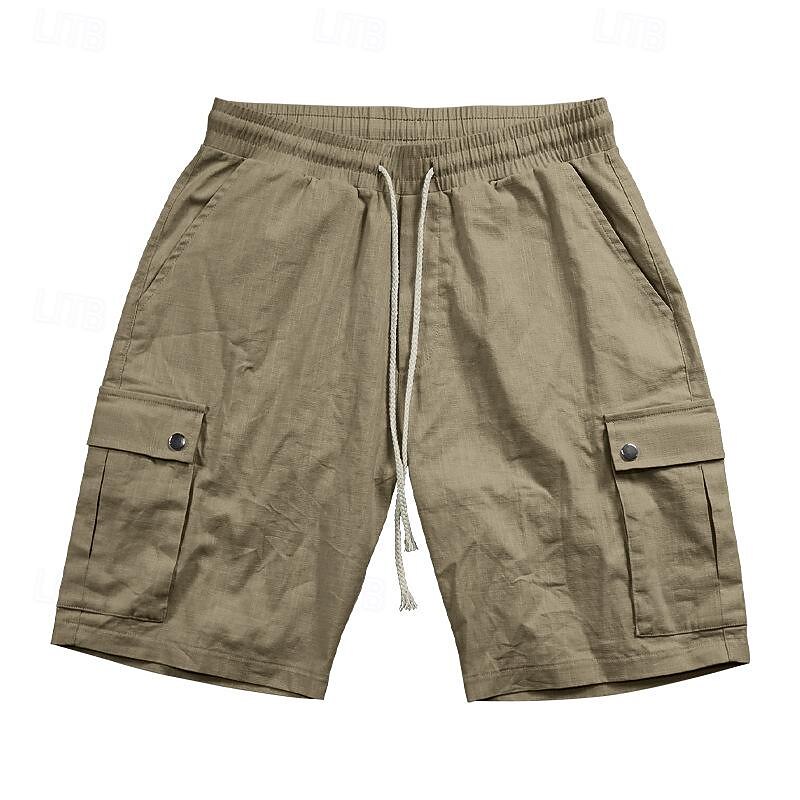 Homme Short Cargo Short Cordon Taille elastique Multi poche Plein Vestimentaire Court Extérieur du quotidien Sortie Mode Classique Noir Jaune de 2025 ? $27.99 –P19