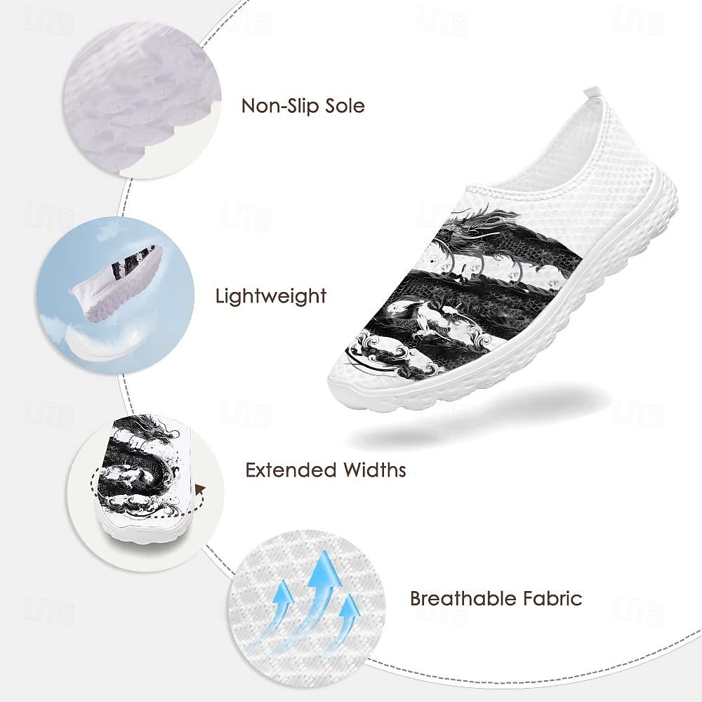 Men's Sneakers Loafers & Slip-Ons Print Shoes Light Soles Flyknit Shoes Walking Sporty Casual Outdoor Daily Vacation Mesh Breathable Comfortable Loafer White Army Green Blue 2025 - $42.99 –P2