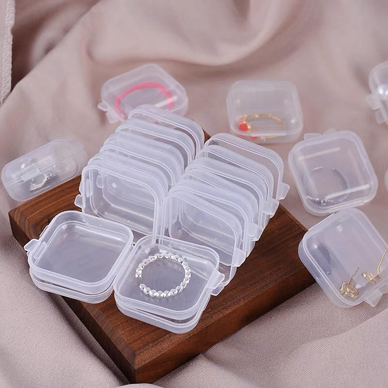 20/50pcs Mini Plastic Storage Box Square Transparent Portable Container Jewelry Holder Earrings Packaging Display Case Medicine Bin Jewlery Garbage Can Storage Cases Pp Accessories Clear Buds 2025 - $7.99 –P7