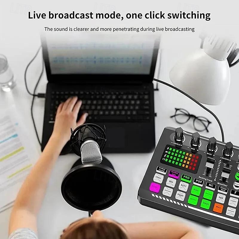 DJ-apparatuur microfoon geluidskaart console studio geluidskaart kit kabel telefoon mengcomputer live voice mixer f998 geluidskaart 2025 - $76.99 –P3