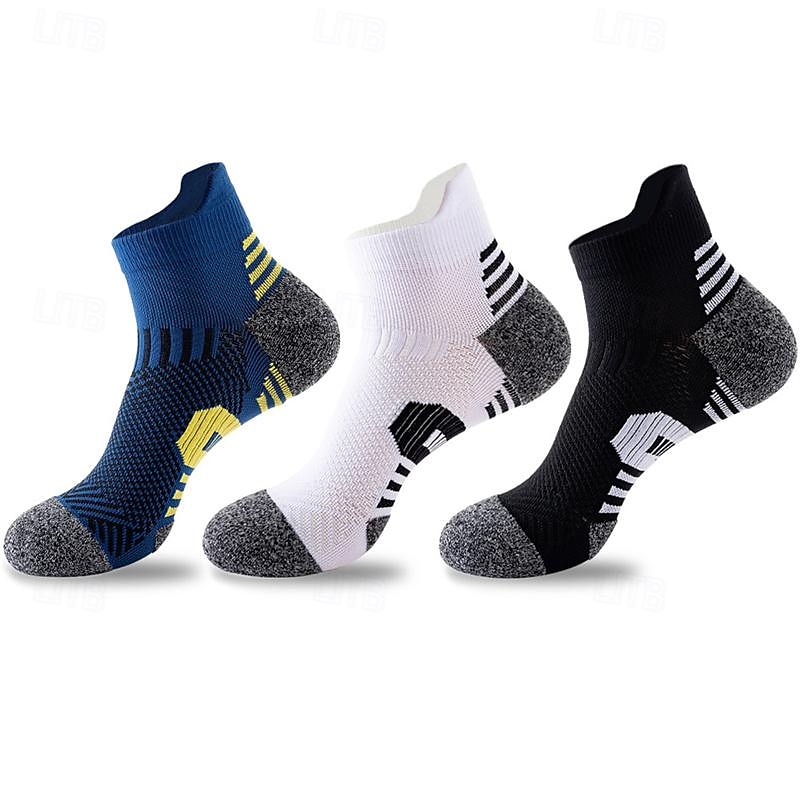 Men's 3 Pack Multi Packs Socks Ankle Socks Running Socks Casual Socks Black White Color Color Block Sports & Outdoor Casual Daily Basic Medium Spring Fall Fashion 2025 - $8.49 –P2