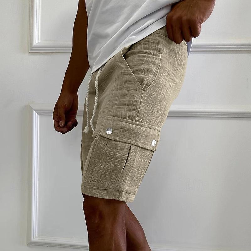 Homme Short Cargo Short Cordon Taille elastique Multi poche Plein Vestimentaire Court Extérieur du quotidien Sortie Mode Classique Noir Jaune de 2025 ? $27.99 –P17