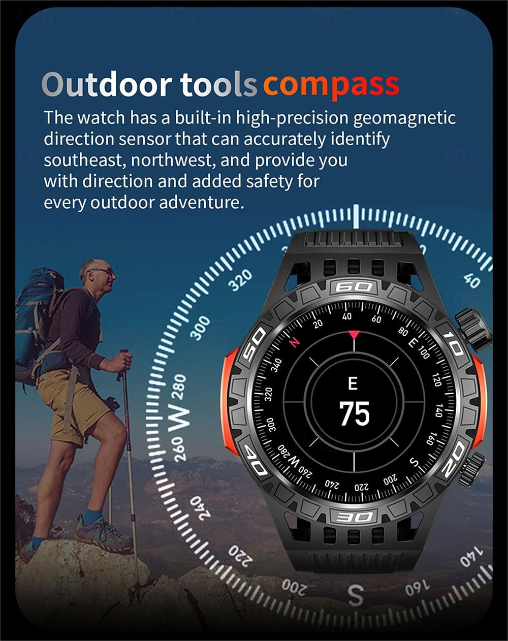 ceas inteligent ht22 ecran de 1,46 inchi apel bluetooth ip68 lanternă cu led rezistentă la apă baterie mare 100 sport gps pistă de fitness ceas inteligent 2025 - $46.99 -P9