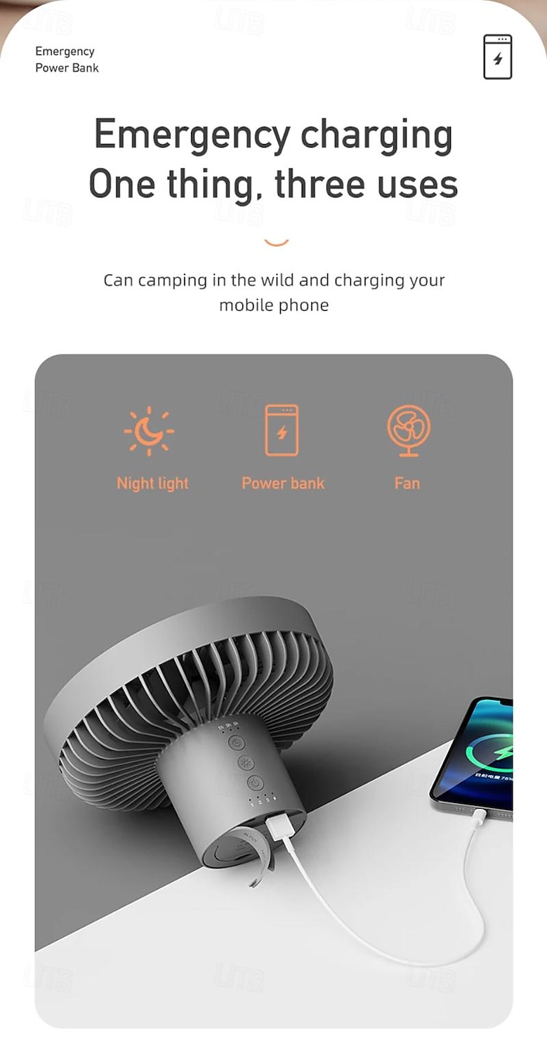 Portable Camping Fan – Rechargeable Battery Operated USB Fan with LED Light and Hook for Tent, Outdoor, Emergency Use 2025 - $48.99 –P10
