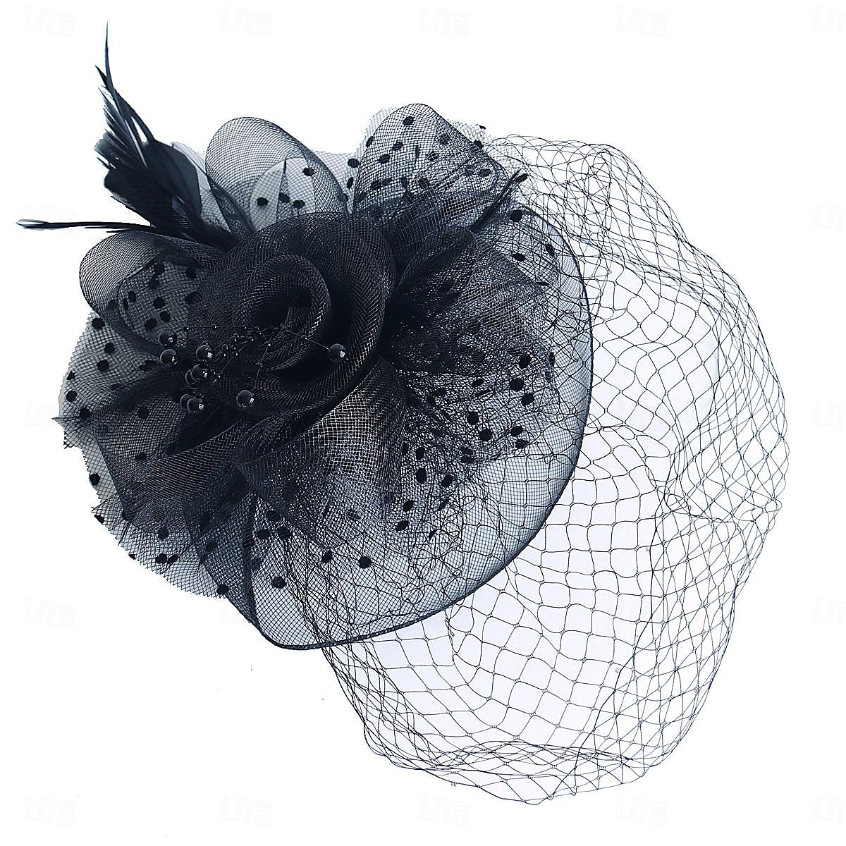 Fascinátory Klobouky Doplňky do vlasů Organza Se širší krempou Cylindr Závojový klobouk Dostih koktejl Elegantní Vinobraní S Peří Mašličky Přílba Pokrývky Hlavy 2025 - $21.99 –P1
