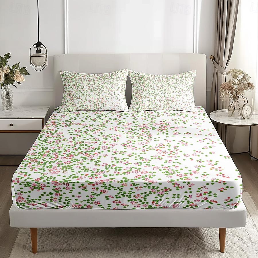 Floral Spring Fitted Sheet Set Ultra Soft Breathable 100% Cotton Silky Bed Sheets Deep Pocket Bedding Sheets 3 Piece Queen King Size 2025 - $42.99 –P7