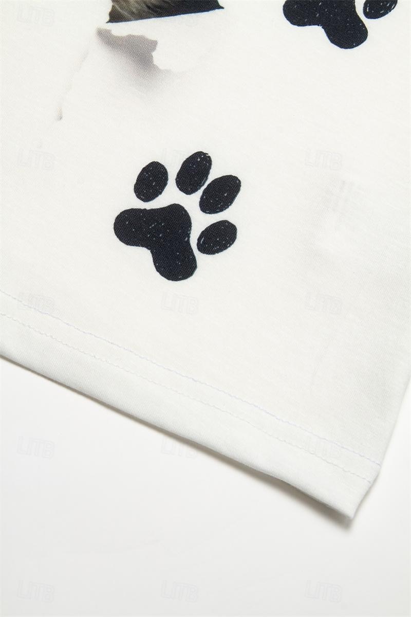 t-shirt basique à manches courtes pour femme, imprimé chat, col rond, décontracté, week-end, blanc de 2025 ? $19.99 –P6