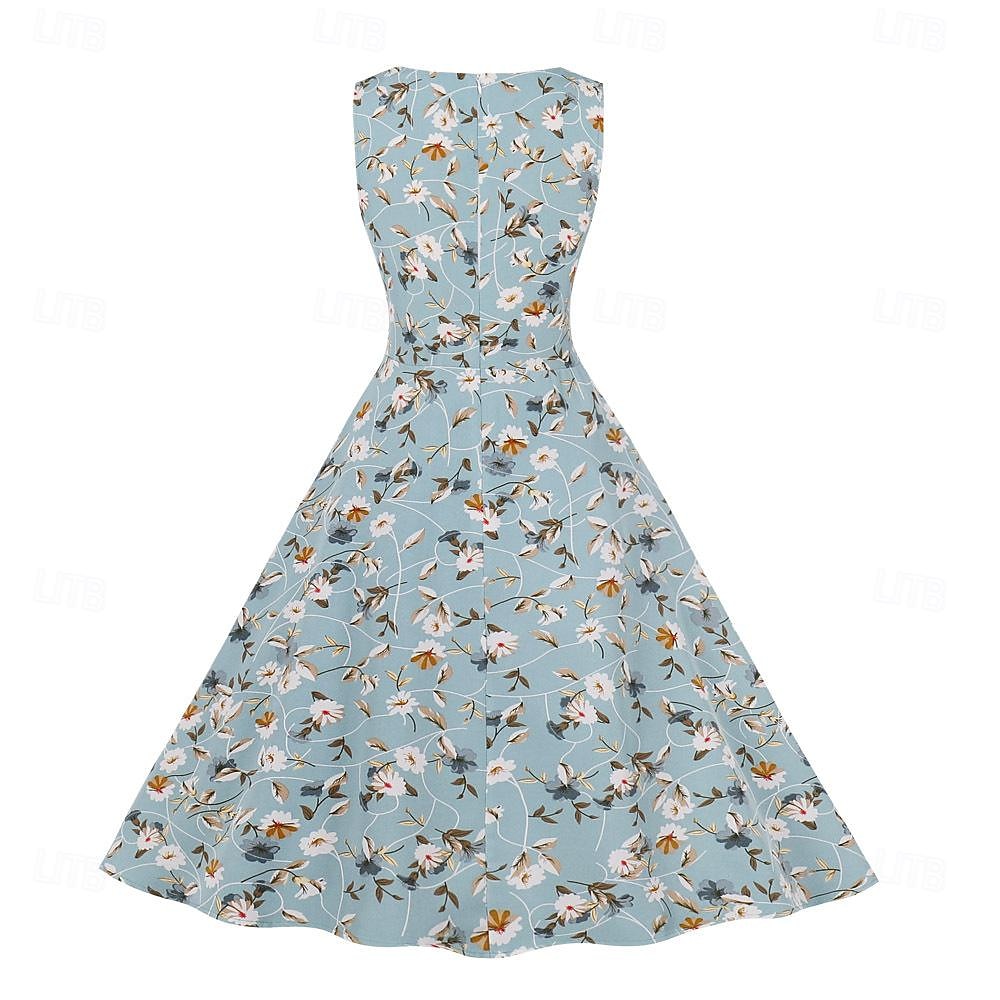 Retro Vintage Anos 50 Vestido Coquetel Vestidos Festa a Fantasia Um vestido de linha Floral Fantasia Mulheres Baile de Máscaras Festa / Eventos Festa de Solteira Adulto Vestido Vestidos de baile de 2026 por $26.99 –P3