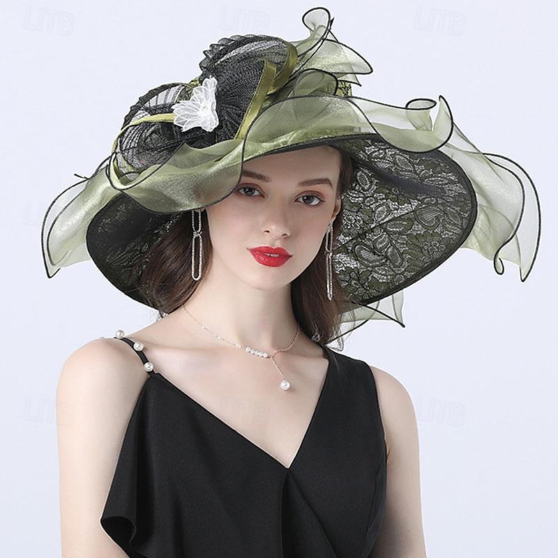 Elegant Retro Vintage Derby Kopfschmuck Hut Kirchenhut Dame Edelfrau Kostüm Damen Valentinstag Derby Hochzeitsfeier Ascot Erwachsene Hut Frühling & Sommer 2026 - $54.99 –P5