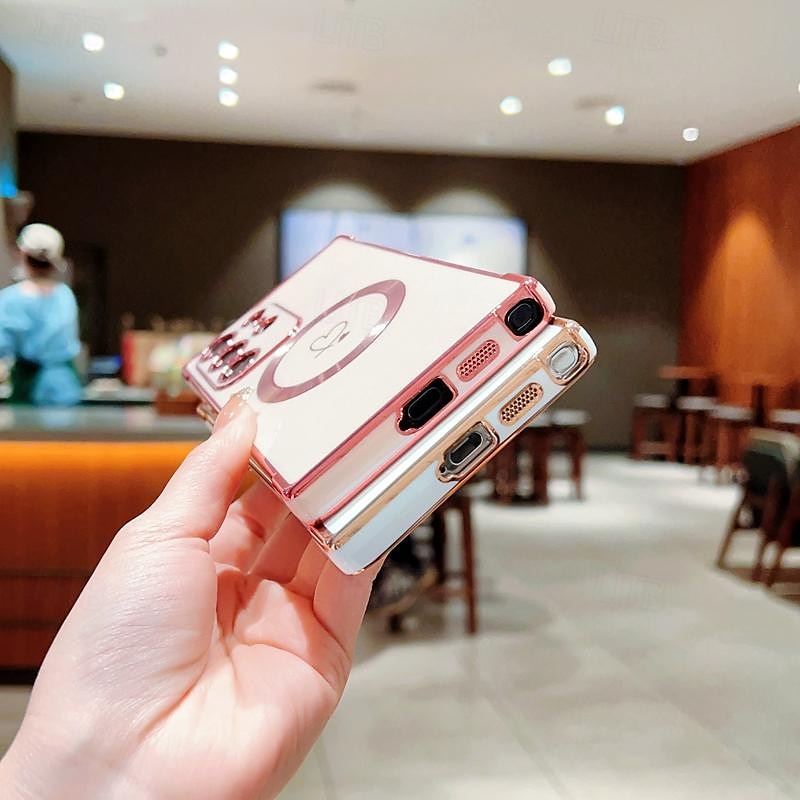 telefono Custodia Per Samsung Galaxy S24 S23 S22 S21 Ultra Plus S25 Ultra Per retro Supporta la ricarica wireless Resistente agli urti Con cuori TPU Placcatura del 2025 a $13.99 –P6