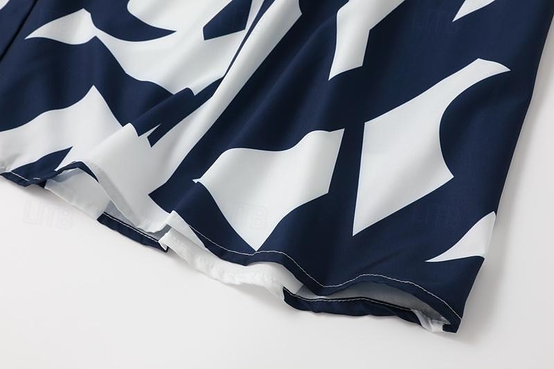 damska sukienka koszulowa sukienka na co dzień długa sukienka na zewnątrz codzienne wakacje moda elegancka koszula kołnierzyk kieszeń na guziki krótki rękaw lato wiosna 2023 luźny krój czarno-biały 2025 - $44.99 –P8
