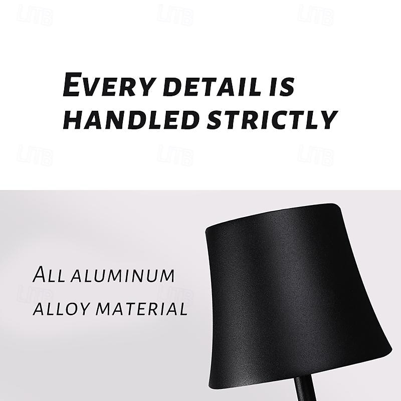 Portable Dimmable Table Lamp Cordless LED Lamp Aluminum Infinite Dimming Table Lamp Dining Room Bedroom Minimalist Type-C Rechargeable Battery Atmosphere Long Lasting 2025 - $52.99 –P14