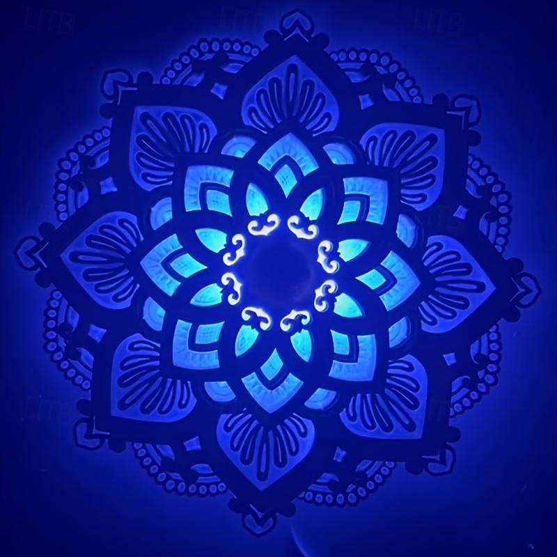 1 szt. lotosowa mandala do jogi lampka nocna do pokoju led wielowarstwowe drewniane kreatywne oświetlenie nastrojowe do salonu sypialnia łazienka dekoracja ścienna w kuchni relaksująca i kojąca 2026 - $54.99 –P6