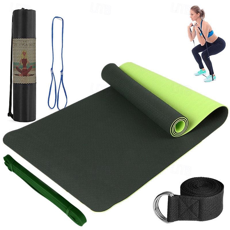 tpe6mm tweekleurige yogamat set van vijf stuks voor sport fitness stretching latex 2080 weerstandsriem wordt geleverd met rugzakriem 2025 - $50.69 –P1