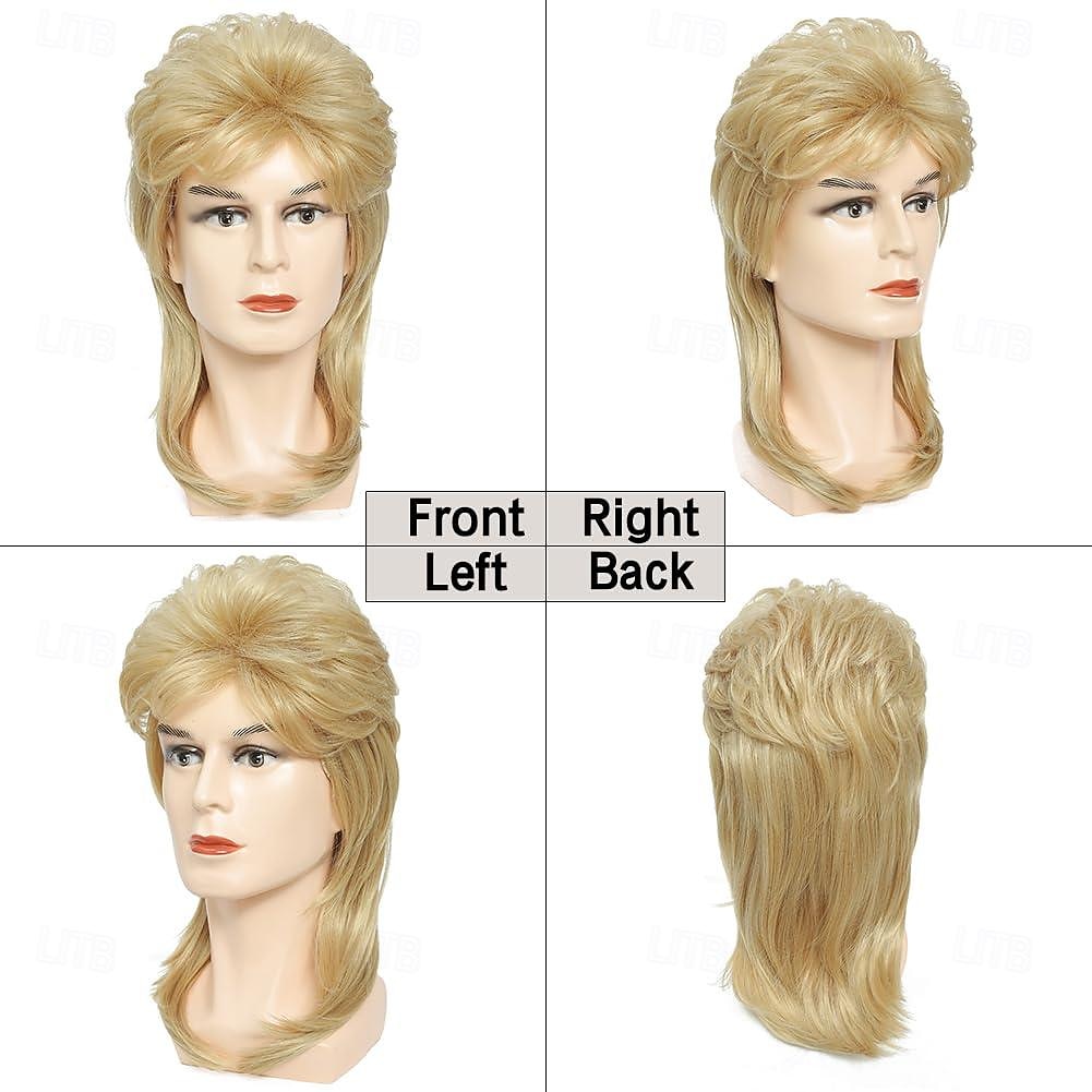 paruky pro muže kostýmy z 80. let efektní party doplněk cosplay paruka světlá blond 2026 - $18.49 –P3