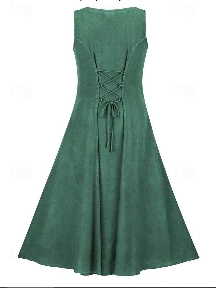 Retro Vintage Punk & Gothic Medieval Vacation Dress Dress Masquerade Outlander Women's Halloween Party Vacation Dress sca Medieval Clothing 2025 - $41.99 –P6