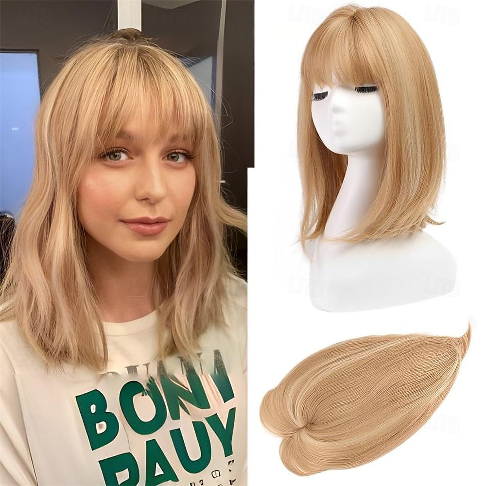 Topper de cabelo de 14 polegadas para mulheres com cabelos ralos, perucas toppers para cabelos ralos com franja, cobertura de base grande, topper de cabelo sintético, prendedores de cabelo, marrom de 2025 por $14.49 –P5