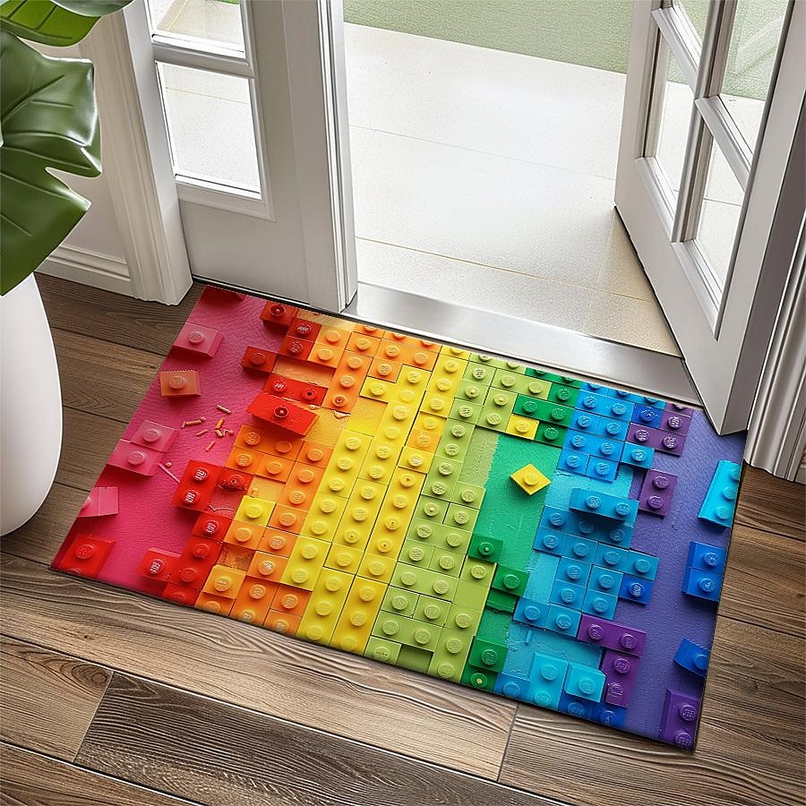 Rainbow Bricks Doormat Floor Mats Washable Rugs Kitchen Mat Non-Slip Oil Proof Rug Indoor Outdoor Mat Bedroom Decor Bathroom Mat Entrance Rug 2025 - $16.99 –P3