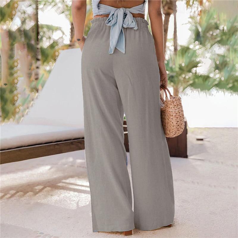 Dames Breed Been Broeken Casual / Dagelijks Lang Effen Zijzakken Elastische tailleband Ademend Comfortabel Inelastisch Uitgaan Weekend Zwart Blozend Roze Lichtgrijs Donkergrijs Lente zomer Normale 2025 - $18.99 –P12