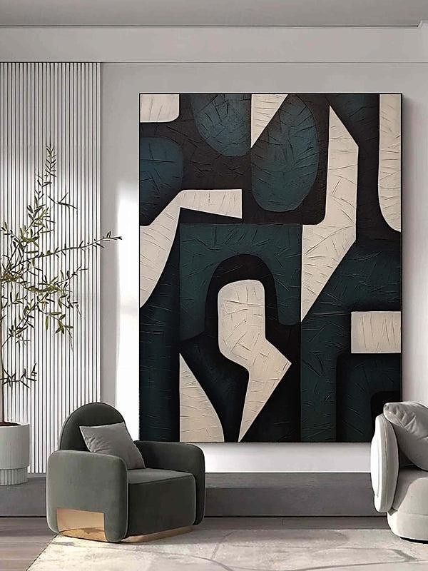 Beiges Wabi-Sabi-Ölgemälde, handgefertigte Wandkunst, schwarzes beiges abstraktes Gemälde, großes schwarzes, minimalistisches Ölgemälde, Wandkunst, beige strukturiertes Leinwandgemälde, neutrale 2025 - $116.99 –P2
