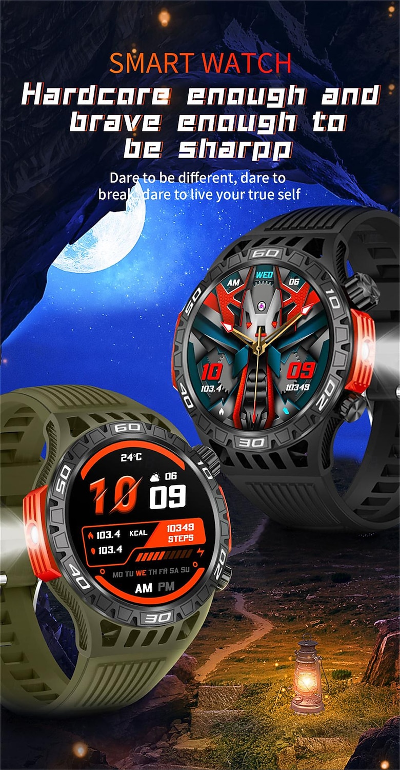 ceas inteligent ht22 ecran de 1,46 inchi apel bluetooth ip68 lanternă cu led rezistentă la apă baterie mare 100 sport gps pistă de fitness ceas inteligent 2025 - $46.99 -P1