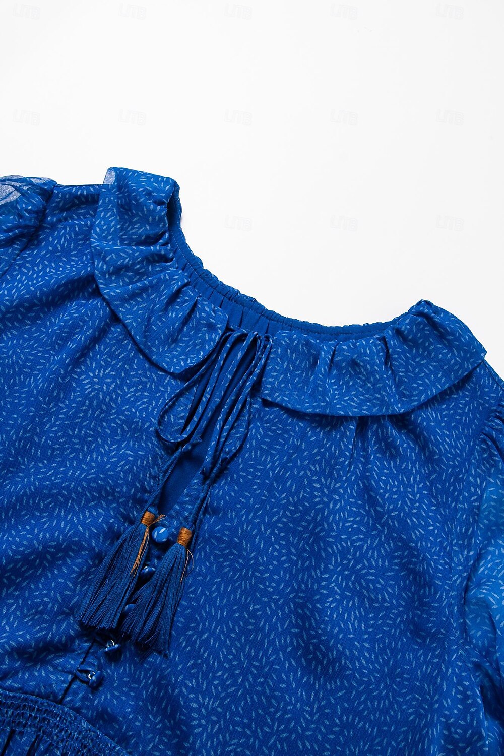 abito boho in chiffon con fiori tropicali e maniche a sbuffo del 2025 a $75.99 –P4