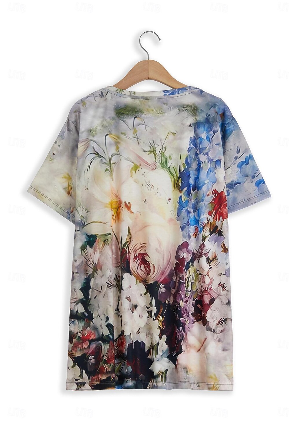 kvinners t-skjorte mote blomsterprint kortermede vanlige topper rund hals ferie helg gul rosa blå lilla grønn vår & sommer 2025 - $19.99 –P8