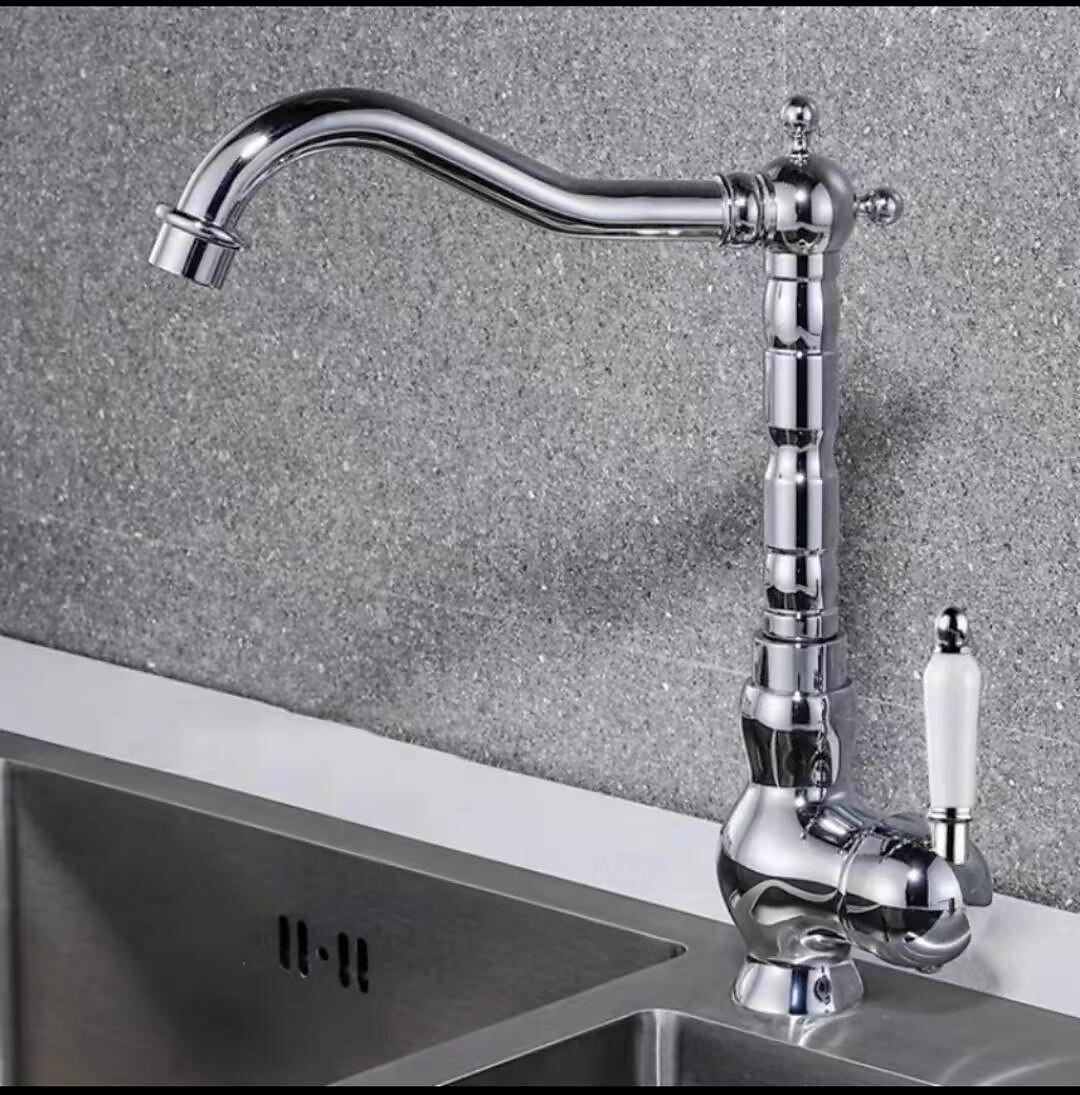 2025年 水栓 - シングルハンドルつの穴 電気メッキ プルアウト / プルダウン センターセット レトリ／ヴィンテージ Kitchen Taps  コレクション – $118.85 –P8