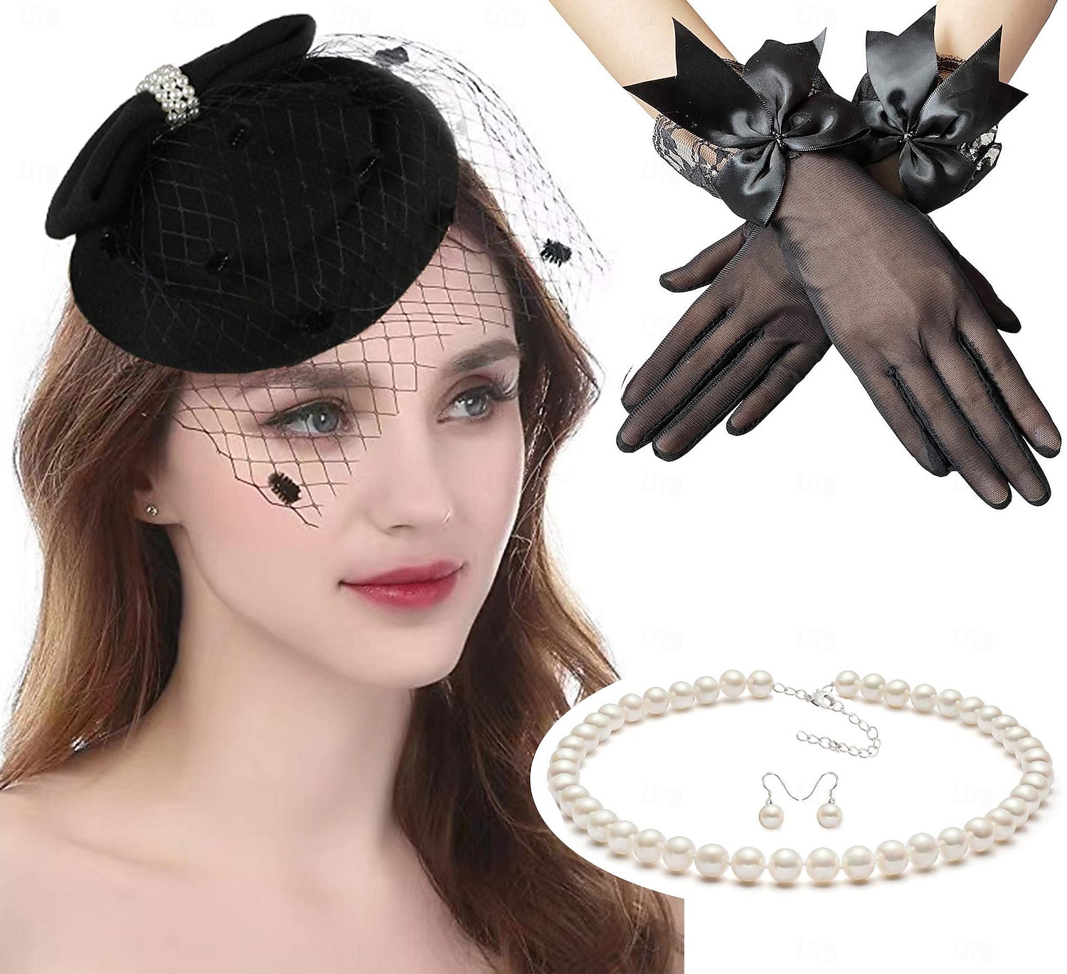 Classical Retro Vintage 1950s Outfits Pillbox Hat Fascinators Hat Bridal Women's Carnival Valentine's Day Wedding Wedding Guest Party / Cocktail Gloves Necklace Headwear 2025 - $23.99 –P1