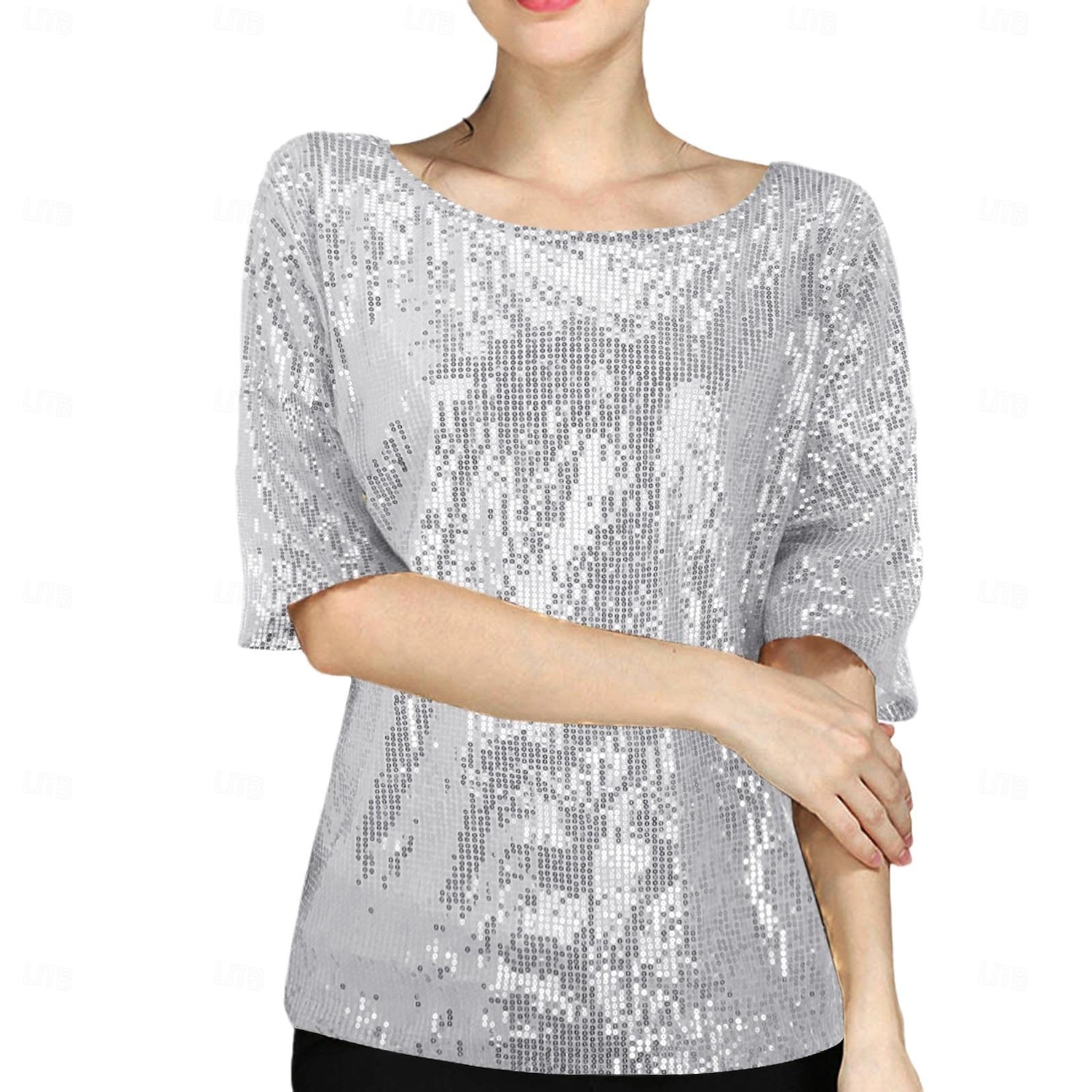 Retro Vintage Disco 1980s T-shirt Sequins Round Neck Women's Carnival Masquerade Party Bachelorette Party Adults T-shirt 2025 - $22.99 -P2